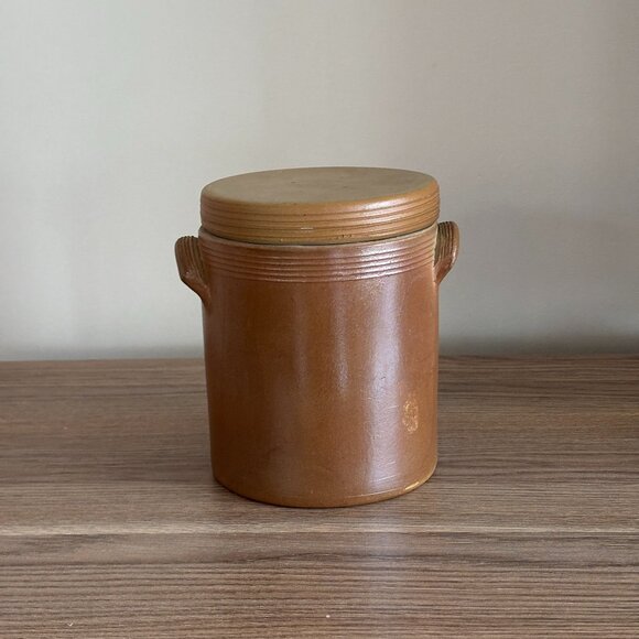 Vintage French Stoneware Confit Pot With Lid - Picture 1 of 6